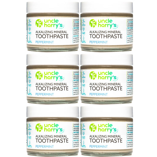 Uncle Harry's Fluoride-Free Remineralizing Toothpaste – Peppermint, 3oz (Pack of 6)