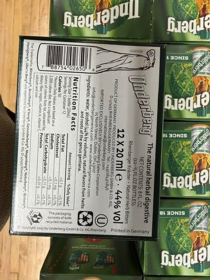 Underberg Full Case – 120 Bottles Herbal Digestive Bitters in 12-Pack Cardboard Case