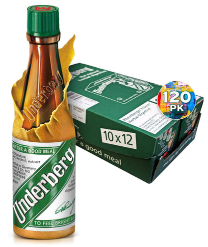 Underberg Full Case – 120 Bottles Herbal Digestive Bitters in 12-Pack Cardboard Case