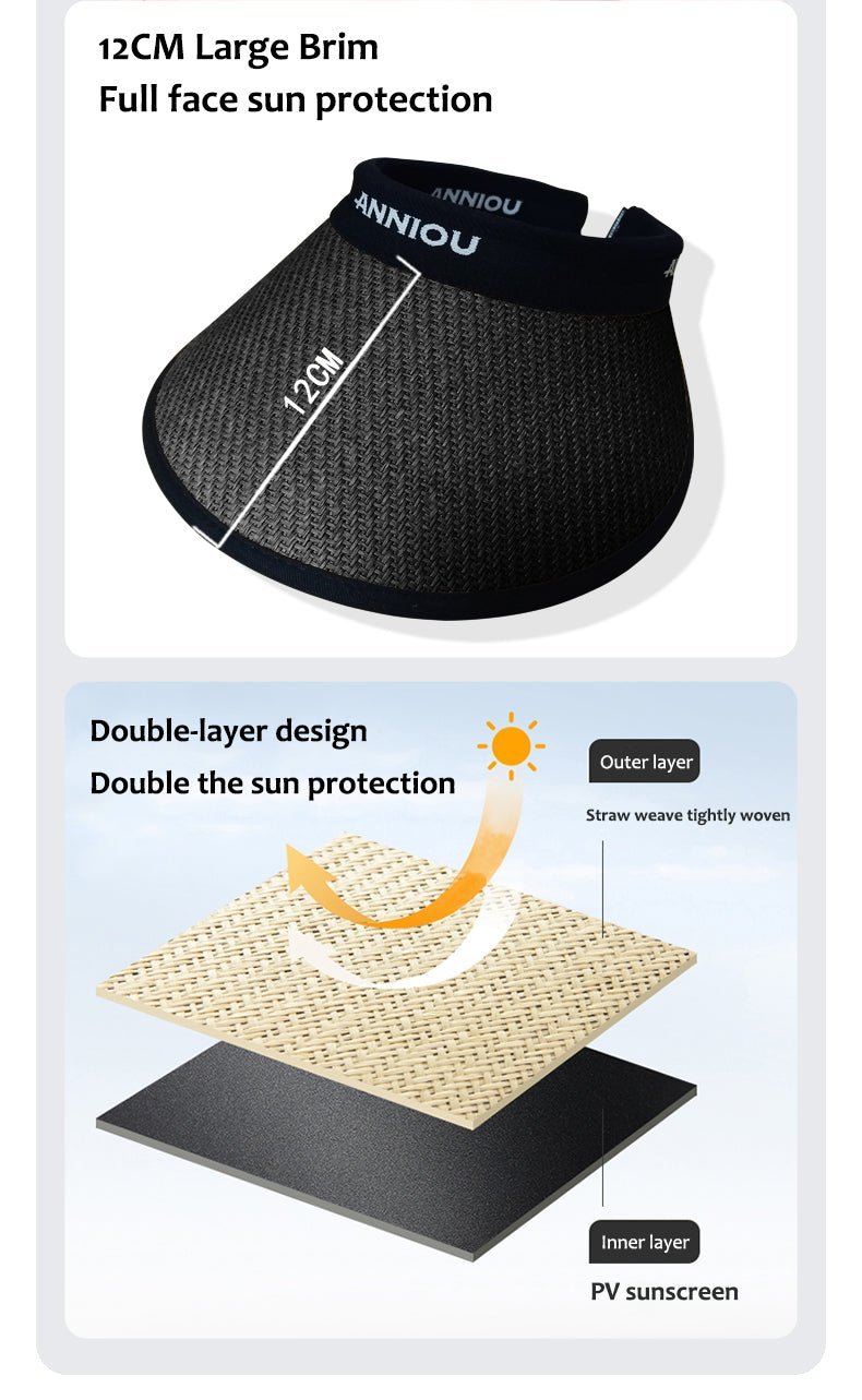 واقي شمس من القش المنسوج للحماية من الأشعة فوق البنفسجية