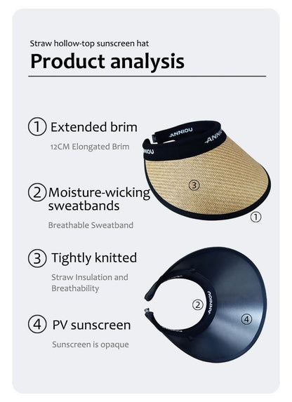واقي شمس من القش المنسوج للحماية من الأشعة فوق البنفسجية
