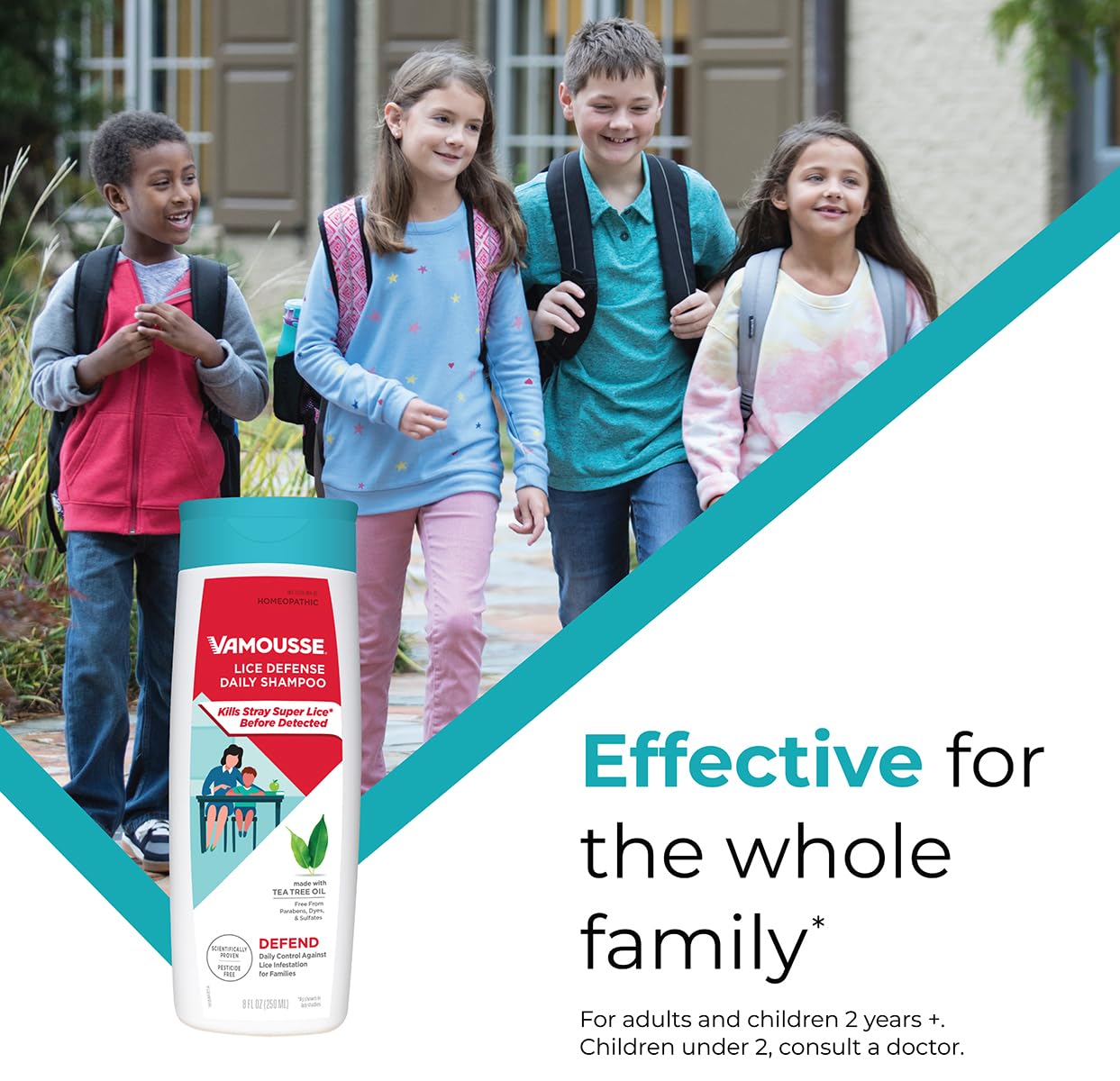 Vamousse Head Lice Defense Daily Shampoo – After Exposure or Treatment, Paraben/Sulfate/Dye Free, Family Size 13.5 oz