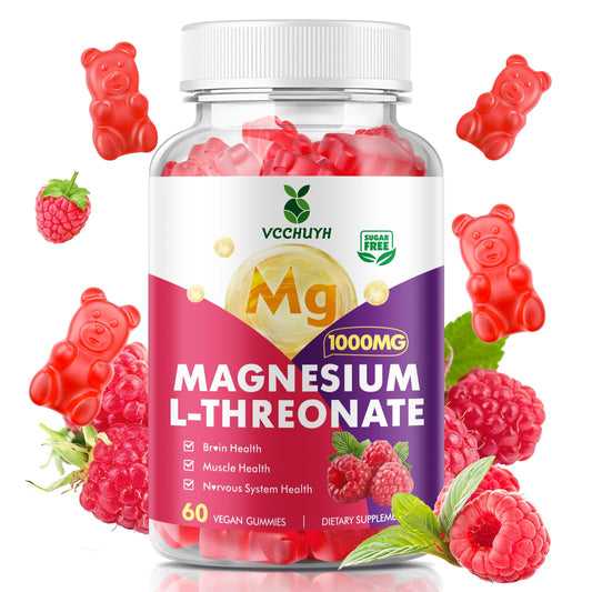 VCCHUYH Magnesium Threonate Gummies – 1000mg, Raspberry, for Kids & Adults