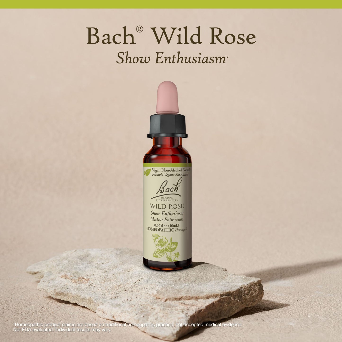 Bach Original Flower Remedies: Wild Rose (Non-Alcohol) – Enthusiasm & Emotional Balance | Vegan, Gluten Free, Sugar Free | 10mL