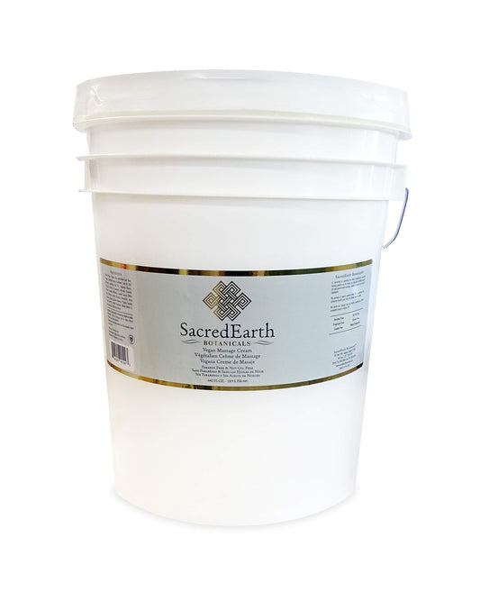 Vegan Massage Cream (5 Gallon Pail) - Unscented, Water Dispersible, Nut-Free, Gluten-Free & Certified Organic Oils & Extracts