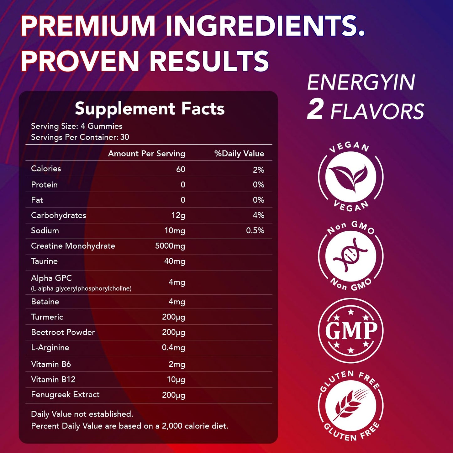 VELOTO Creatine Monohydrate Gummies 5g – 120 Count, 10-in-1 Pre-Workout
