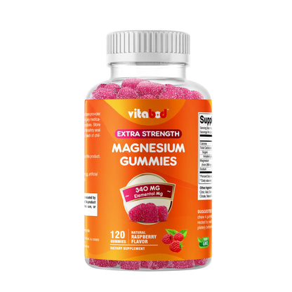 Vitabod Extra Strength Magnesium Gummies – 340 mg | 120 Gummies – Supports Nerve, Muscle & Bone Health