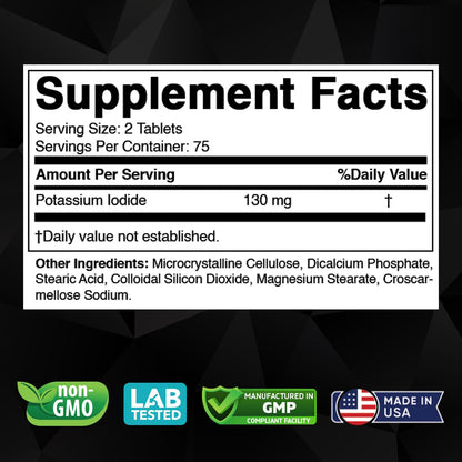 Vitabod Potassium Iodide 130 mg | 150 Tablets (1 Bottle) | Exp 05/2030