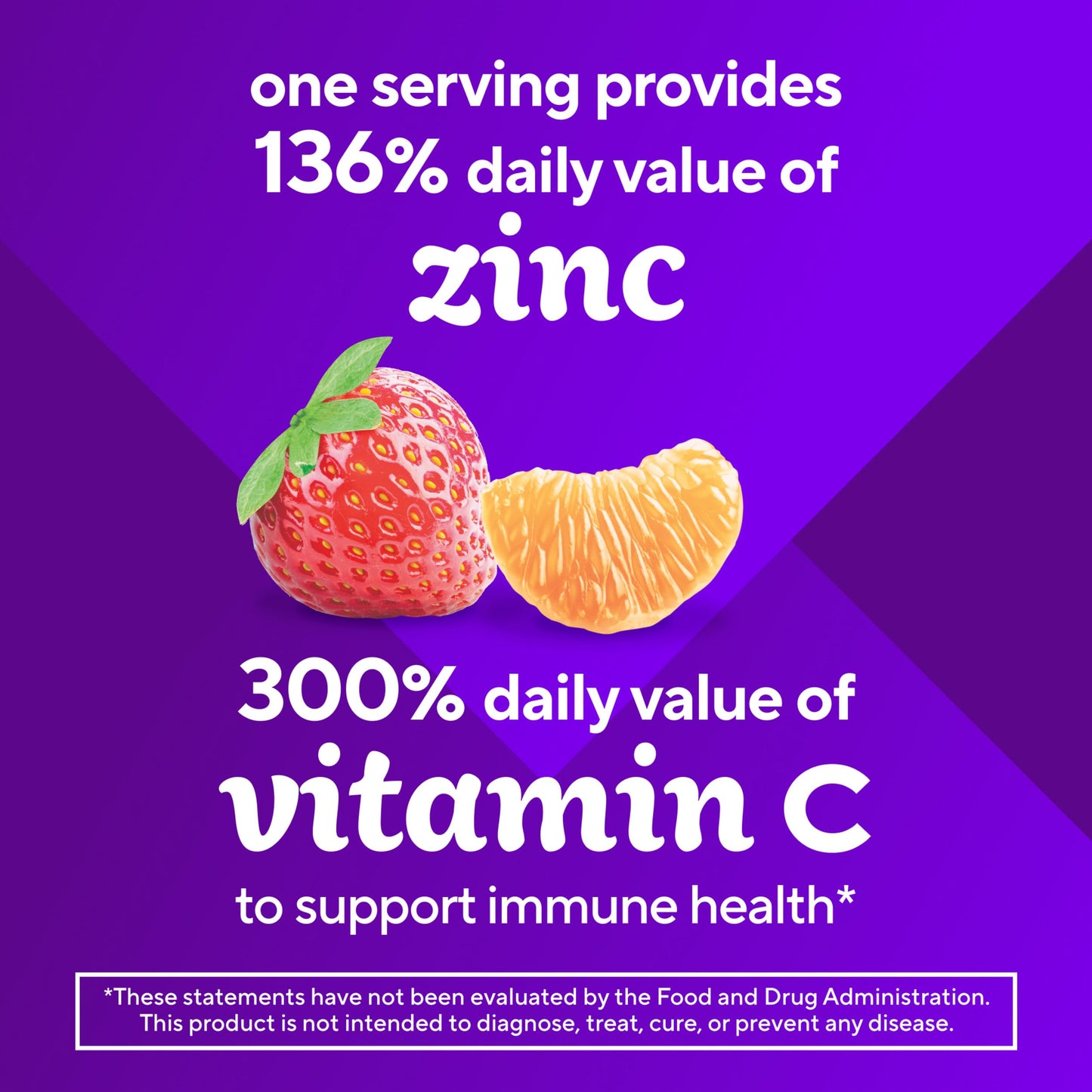 Vitafusion Power Zinc Gummy Vitamins – Immune Support, Strawberry Tangerine, 90 Count