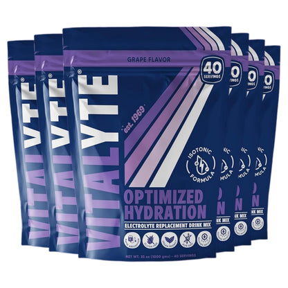 Vitalyte Electrolyte Powder Drink Mix — Isotonic Hydration, 6-Pack Grape