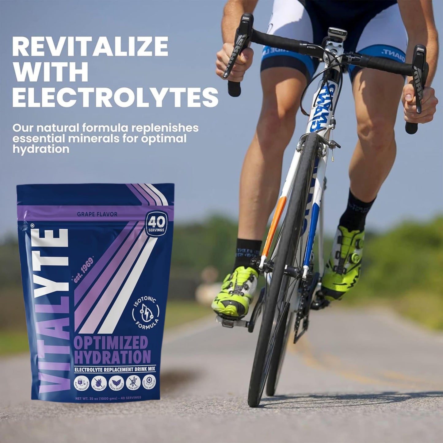 Vitalyte Electrolyte Powder Drink Mix — Isotonic Hydration, 6-Pack Grape