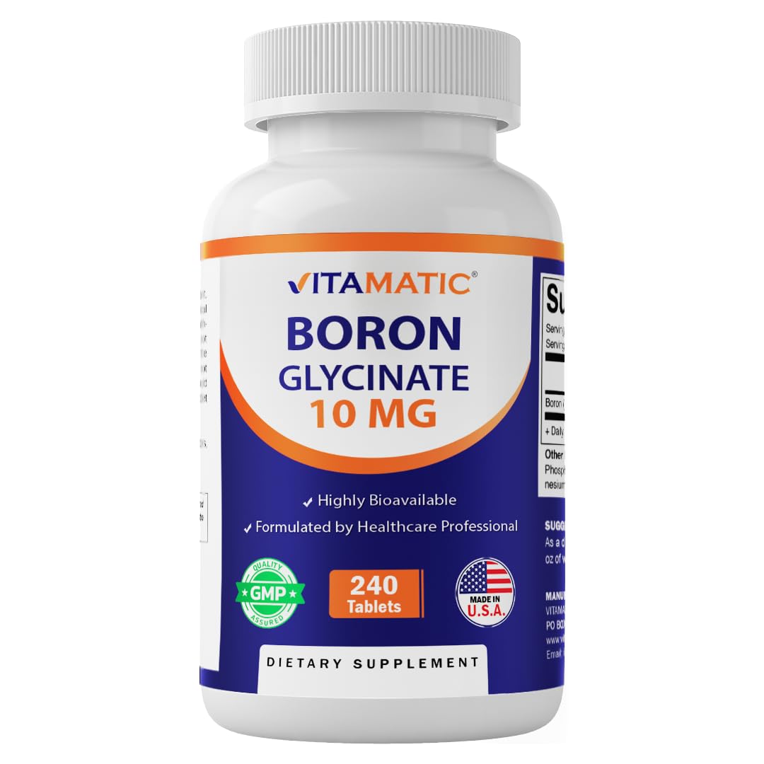 Vitamatic Chelated Boron Glycinate 10mg – 240 Tablets | Supports Hormone Balance & Bone Health