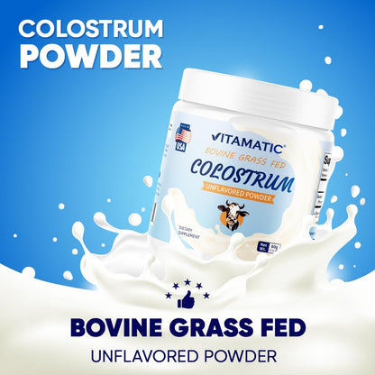 Vitamatic Bovine Colostrum 30% IgG Powder – Gut Health & Immune Support (60g, Unflavored)