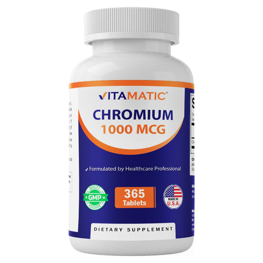 Vitamatic Chromium 1000 mcg – 365 Tablets | High Potency Picolinate | Non-GMO, Gluten Free