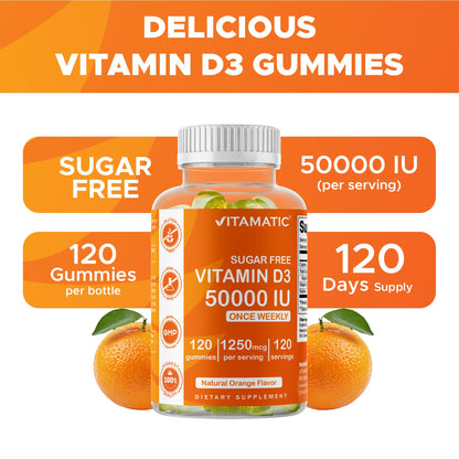 Vitamatic Sugar Free Vitamin D3 50,000 IU Weekly Gummies - 2 Pack