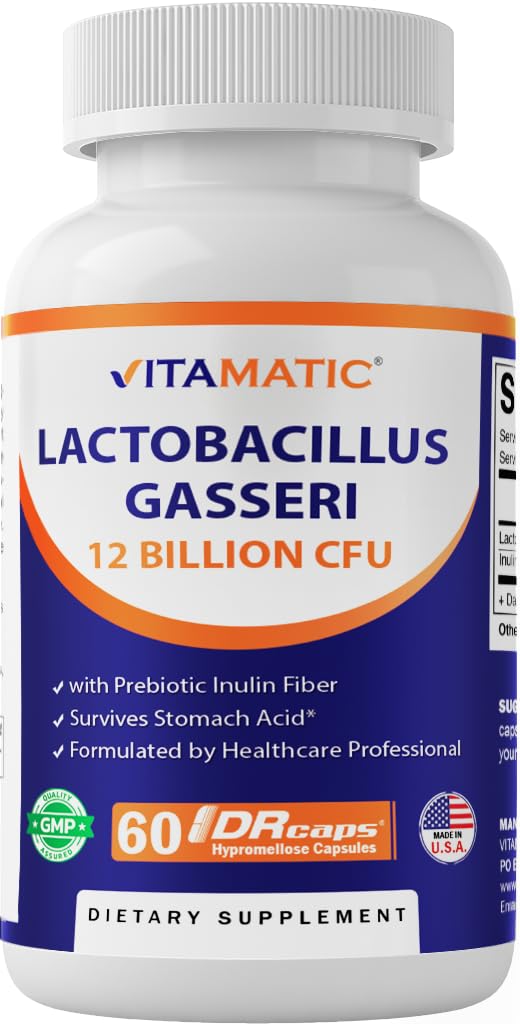 Vitamatic Lactobacillus Gasseri – 12B CFU DR Capsule, 60 Count, Digestive Support