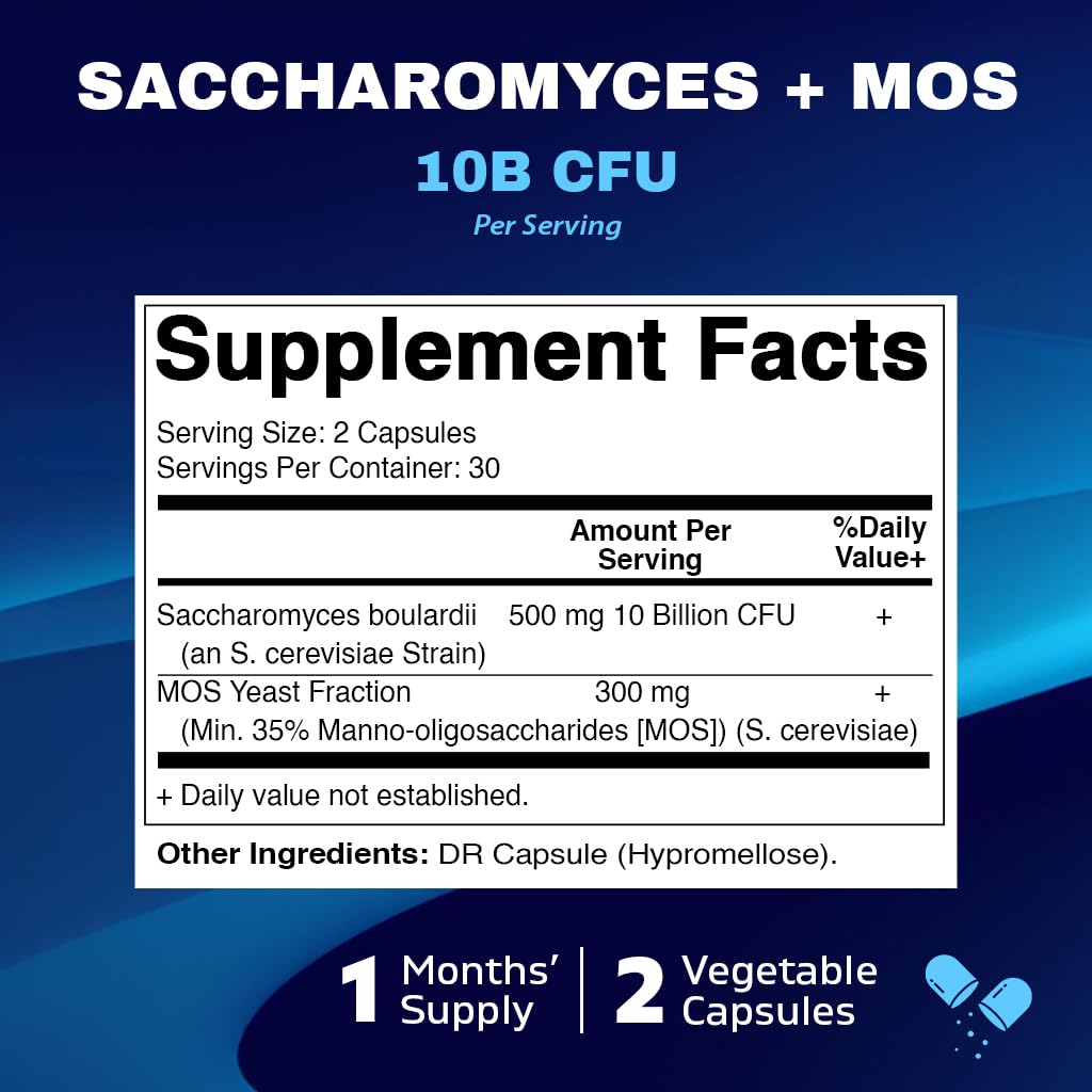 Vitamatic Saccharomyces Boulardii Probiotic 10B CFU – 60 DR Capsules – Made in USA