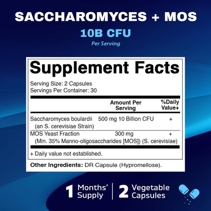 Vitamatic Saccharomyces Boulardii Probiotic 10B CFU – 60 DR Capsules – Made in USA