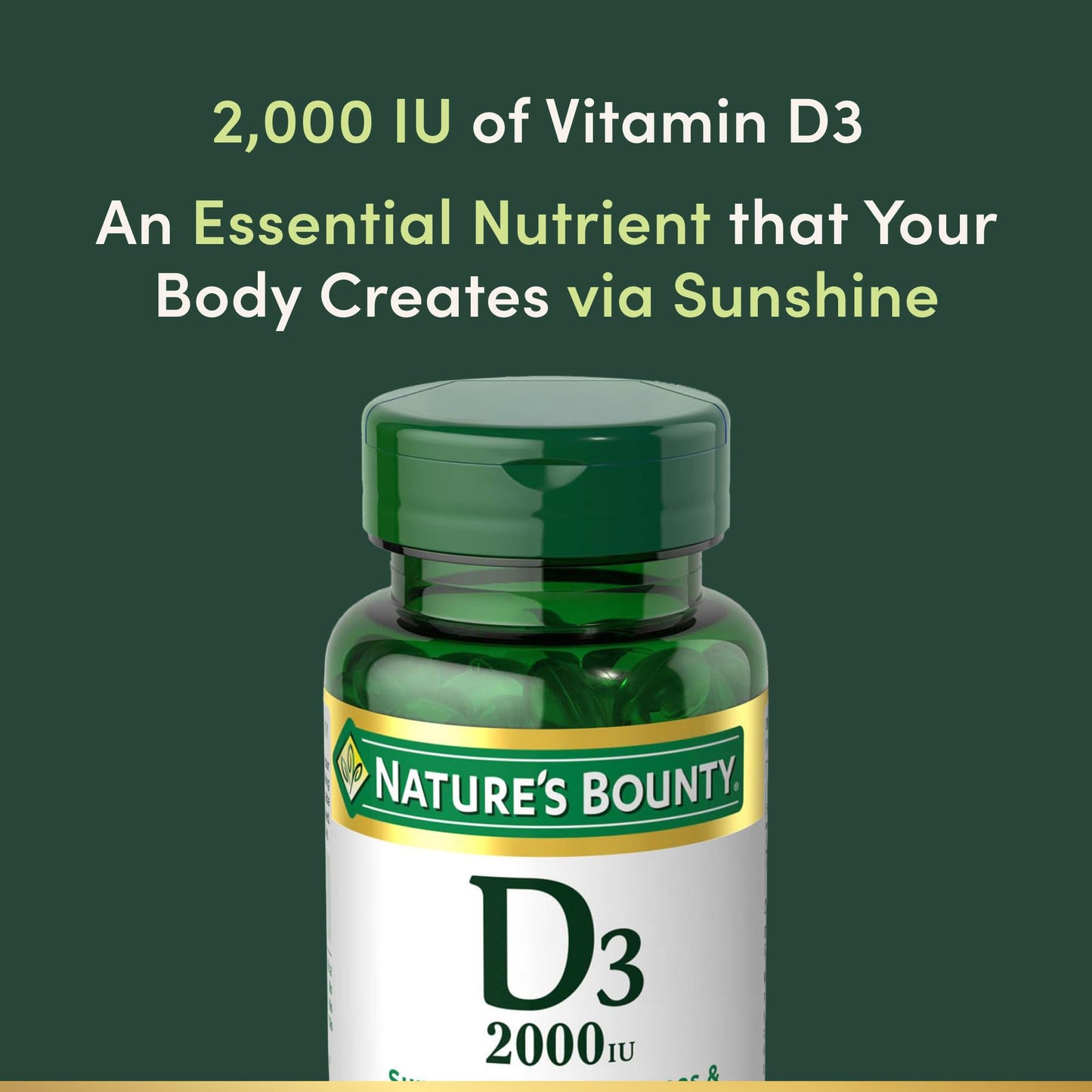 Nature's Bounty Vitamin D3 2000IU Softgels - Immune & Bone Health, 150 Count