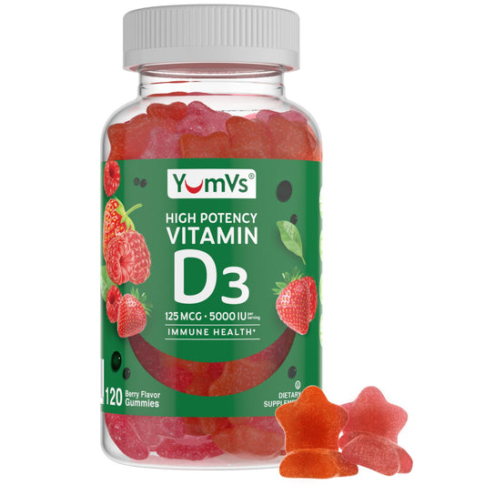 Vitamin D3 Gummies 5000 IU (125 mcg) – Immune & Bone Health | Non-GMO, Gluten-Free, Dairy-Free
