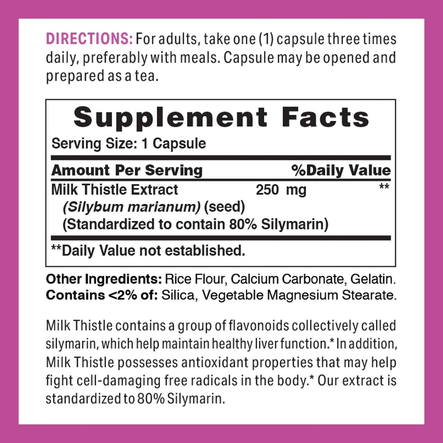 Vitamin World Milk Thistle (Silymarin) 250mg – 100 Capsules | Liver Health Support