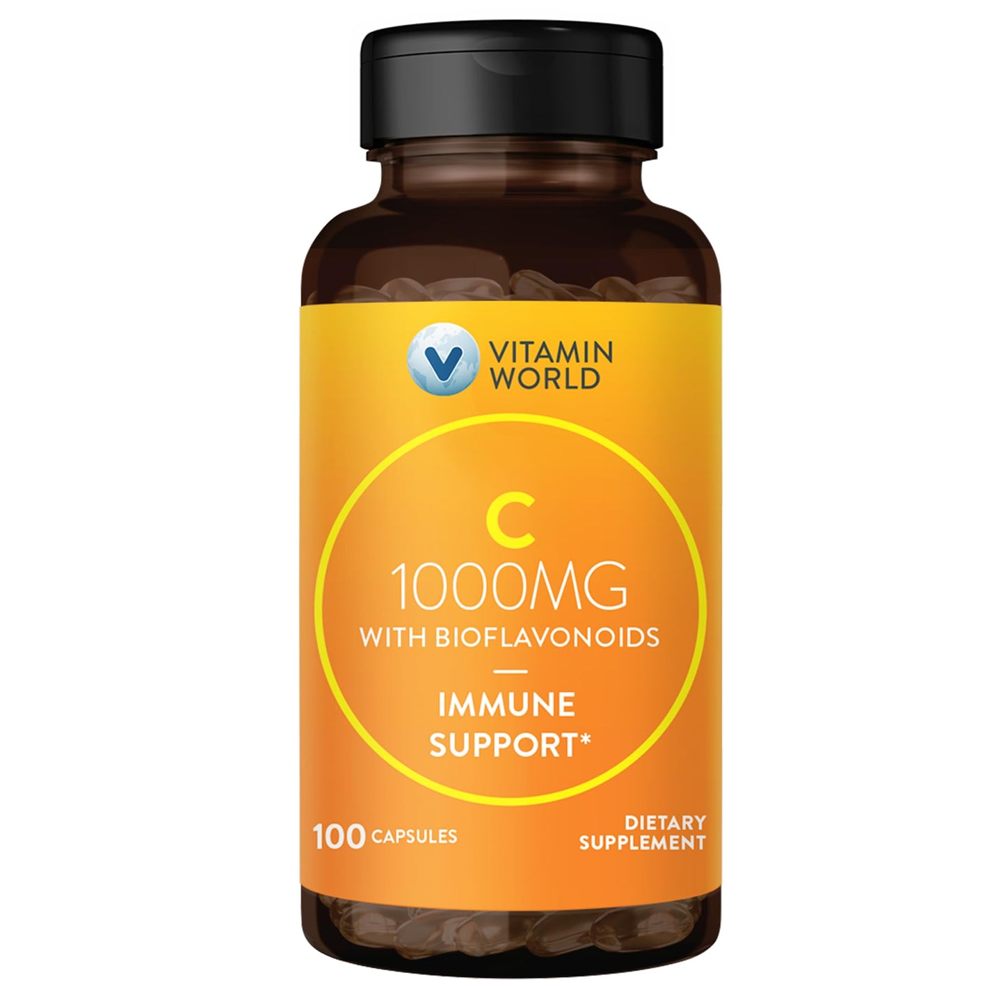 Vitamin World Vitamin C 1000 mg with Bioflavonoids | Immune Support & Antioxidant Protection - 100 Capsules