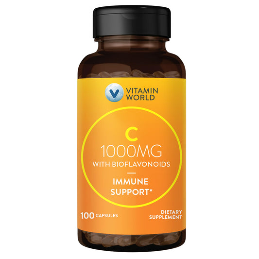 Vitamin World Vitamin C 1000 mg with Bioflavonoids | Immune Support & Antioxidant Protection - 100 Capsules