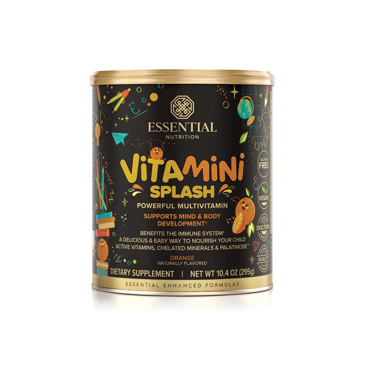 Essential Nutrition Vitamini Splash - Kids Multivitamin Powder (10.4 oz) - 13 Active Vitamins & 6 Chelated Minerals - Vegan