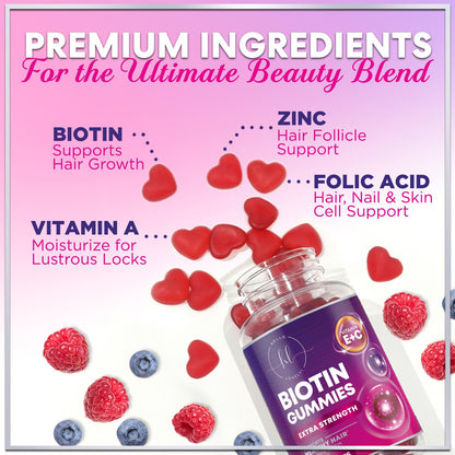 Hair Vitamins Gummies Biotin 5000 mcg – Hair Growth Support for Women