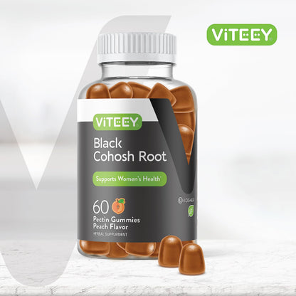 Viteey Black Cohosh Root Gummies – Menopause Relief (Hot Flashes & Night Sweats) – Vegan, Gluten-Free, Non-GMO – 60 Count