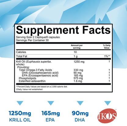 Viva Naturals Antarctic Krill Oil 1250 mg – Omega-3 EPA/DHA + Astaxanthin, Caplique, No Fishy Aftertaste (Pack of 6)