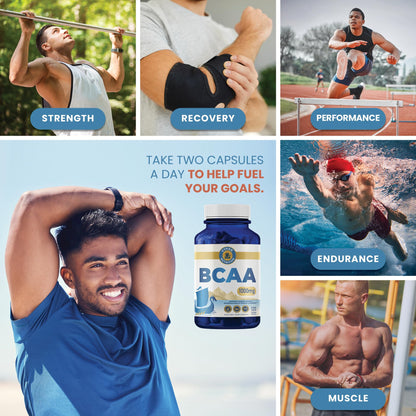 Vykee Nutrition BCAA Capsules – 1000mg BCAAs (2:1:1) | Vegan, Non-GMO | 120 Capsules