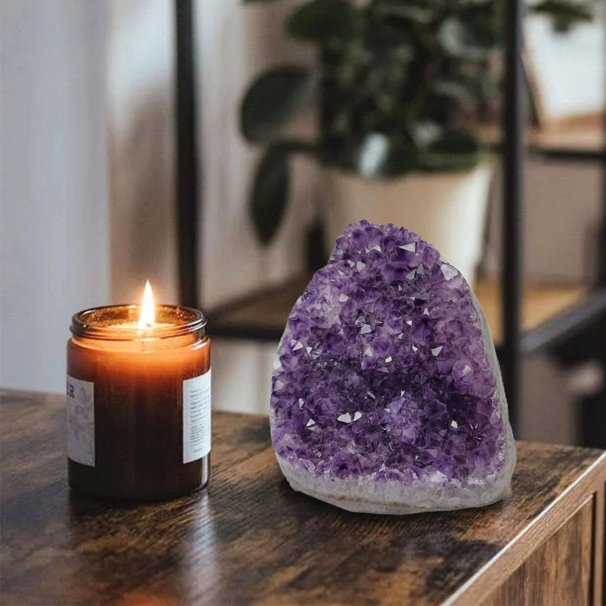 WAFUNNE Amethyst Crystal Geodes – Purple Quartz Rock Cluster, 7-8 lb