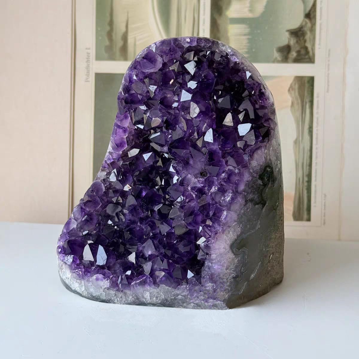 WAFUNNE Amethyst Crystal Geodes – Purple Quartz Rock Cluster, 7-8 lb
