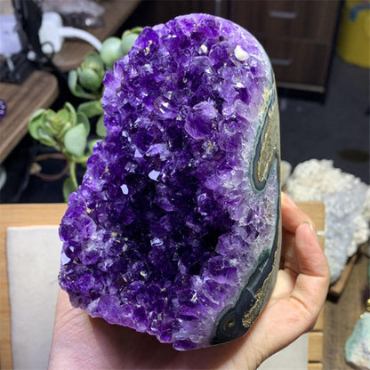 WAFUNNE Amethyst Geode Cluster 10-11LB – Purple Crystal Decor & Ambience