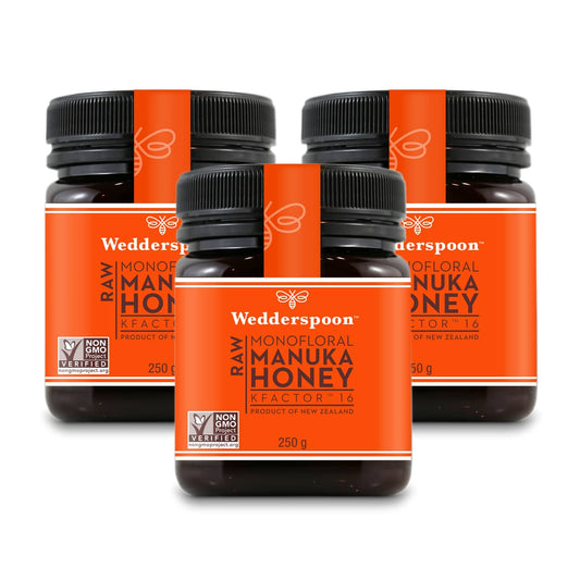 Wedderspoon Raw Manuka Honey KFactor 16+ 250g – Triple Pack