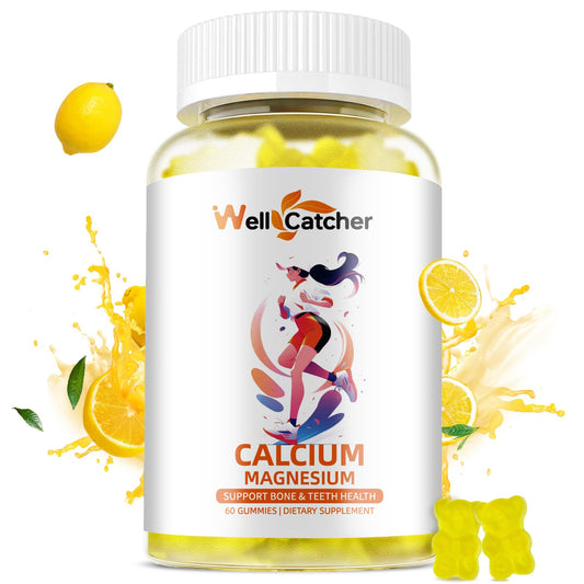 Wellcatcher Calcium Magnesium Gummies (60ct) – Sugar Free Vegan Algae Calcium for Adults & Kids | Bone Support with Vitamin D3, K2, Zinc