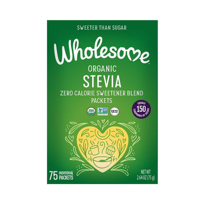 Wholesome! Organic Stevia - 75 Packets | Natural Zero-Calorie Sweetener