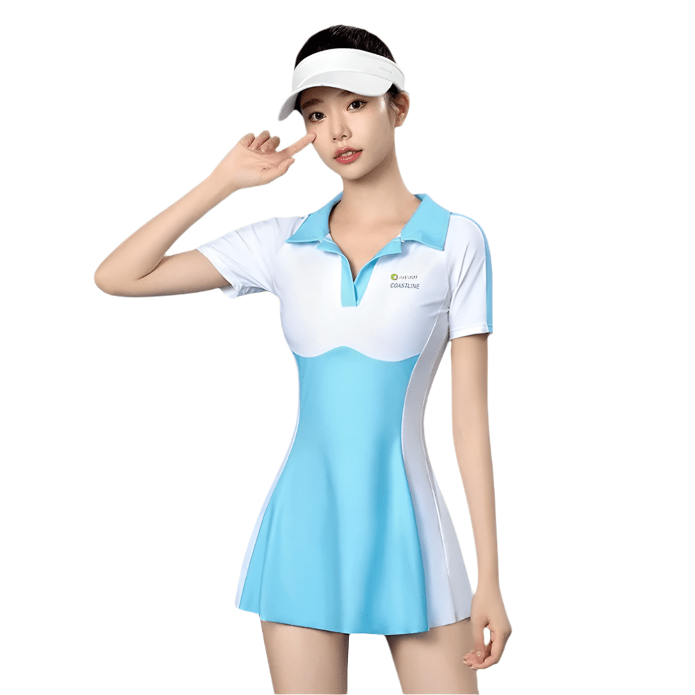 Sun Protection Short Sleeve Dress Swimming Costume