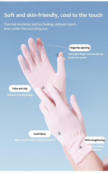 Women's UPF 50+ Breathable Sun Protection Gloves