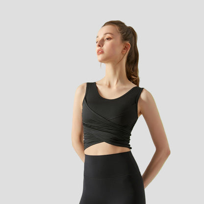 Cross Pleated Tank Top UPF 50+