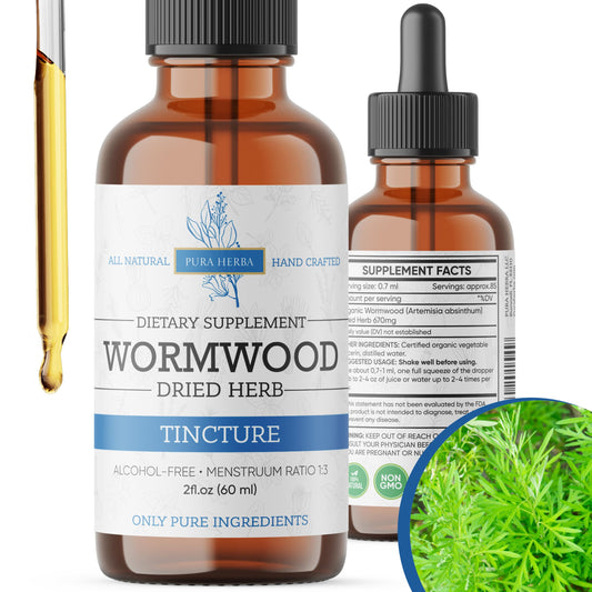 Wormwood Organic Tincture for Digestive Health - Alcohol-Free, Made in USA | 2 Fl Oz