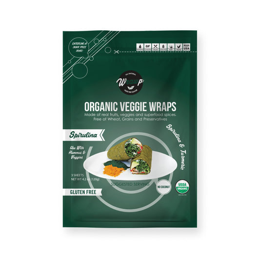 WrawP Organic Veggie Wrap – Spirulina, Gluten Free & Plant-Based (1 Pack)