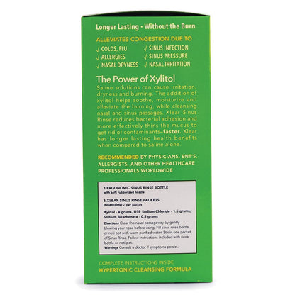 Xlear Natural Xylitol Nasal Irrigation System | 6 Saline Packets + 1 Sinus Rinse Bottle (Pack of 3)