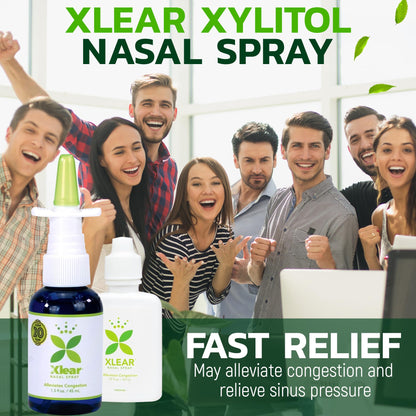 Xlear Allergy Relief Kit | All-Day Nasal Spray, Neti Pot & 50 Refill Packets