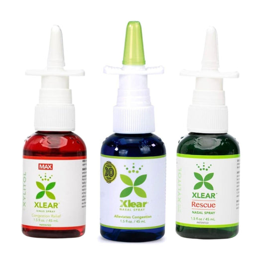 Xlear Natural Xylitol Nasal Spray – Power Trio Bundle (Regular, Rescue & Max) 1.5 fl oz x3