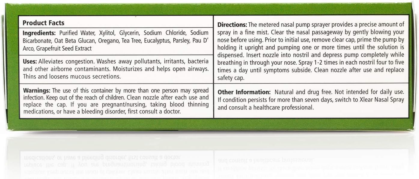 Xlear Rescue Natural Nasal Spray with Xylitol, Oregano & Tea Tree – 1.5 fl oz