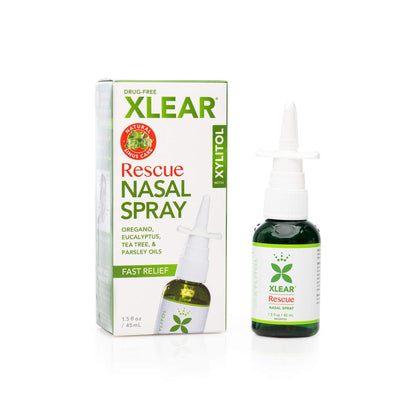 Xlear Rescue Natural Nasal Spray with Xylitol, Oregano & Tea Tree — 1.5 fl oz (Pack of 4)