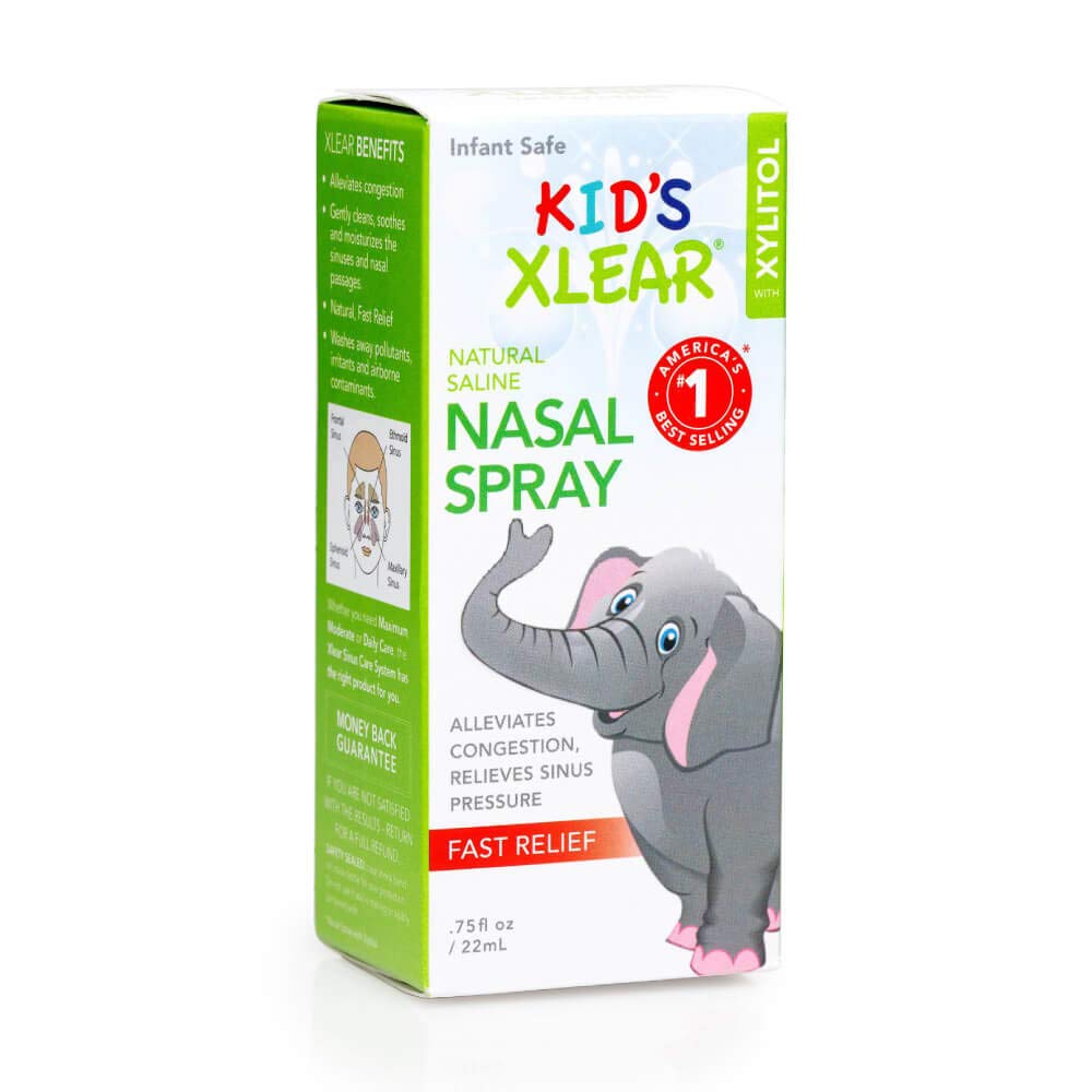 Xlear Natural Xylitol Saline Nasal Spray for Kids – Daily Decongestant, Nose Moisturizer, Pack of 2 (0.75 fl oz)