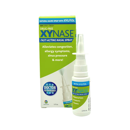 Xynase® Natural Saline Nasal Spray with Xylitol (0.75 fl oz) – Gentle, Drug-Free Relief for Congestion